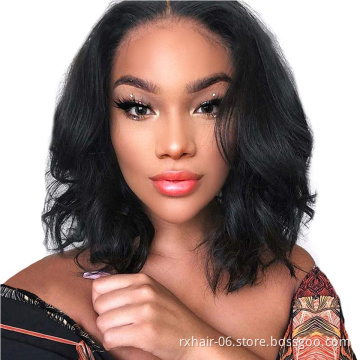 Direct Factory 14" Natural Short  Bob Full 360 Glueless Brazilian Body Wave Lace Front Wig With Baby Hair Human Hair Wigs 360
